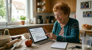 Senioren finden und passen Rezepte mit ChatGPT auf einem Tablet an