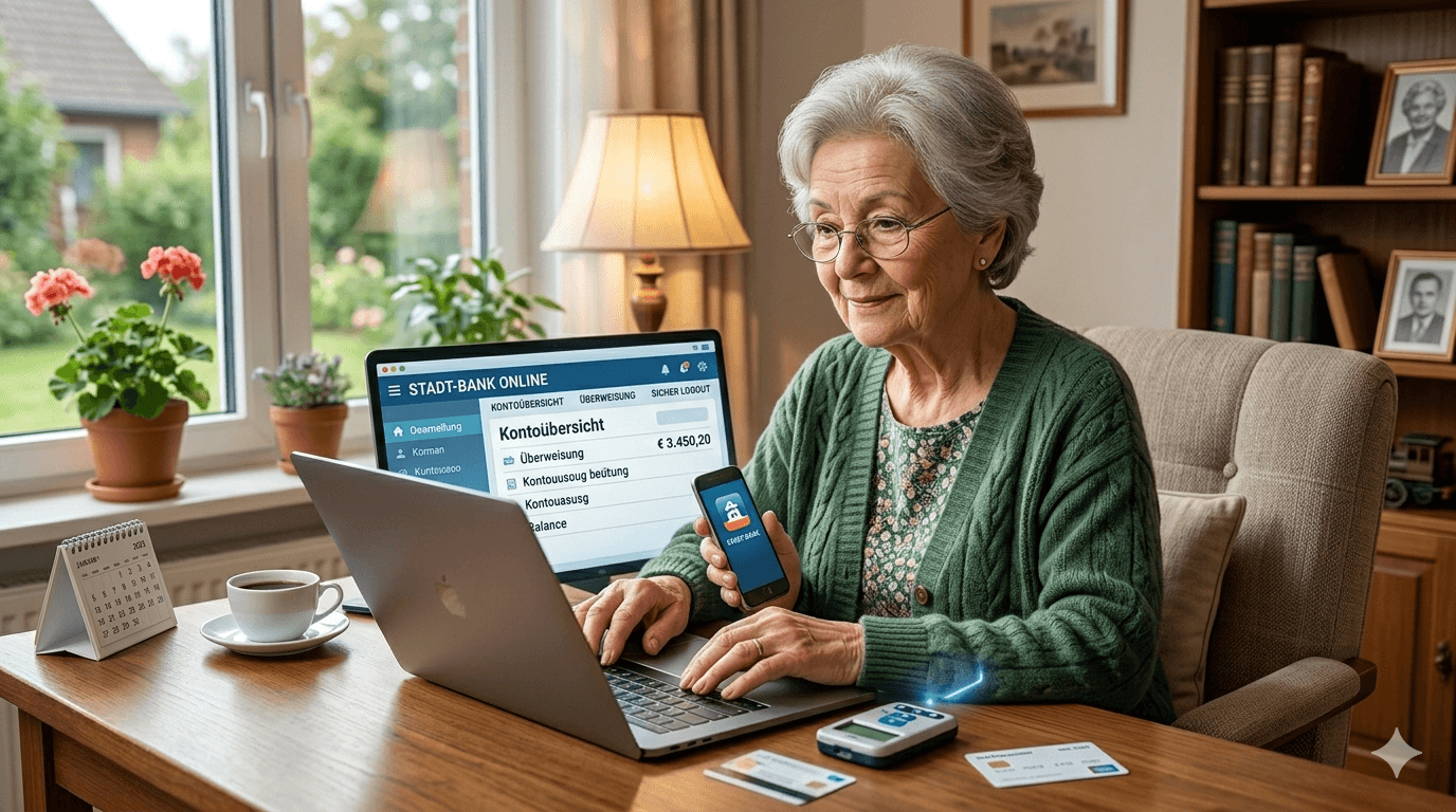 Online-Banking am Laptop – Digital ab 60