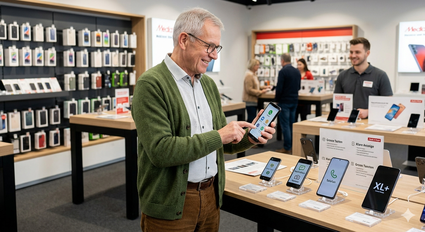 Seniorin hält Smartphone – Digital ab 60 Ratgeber