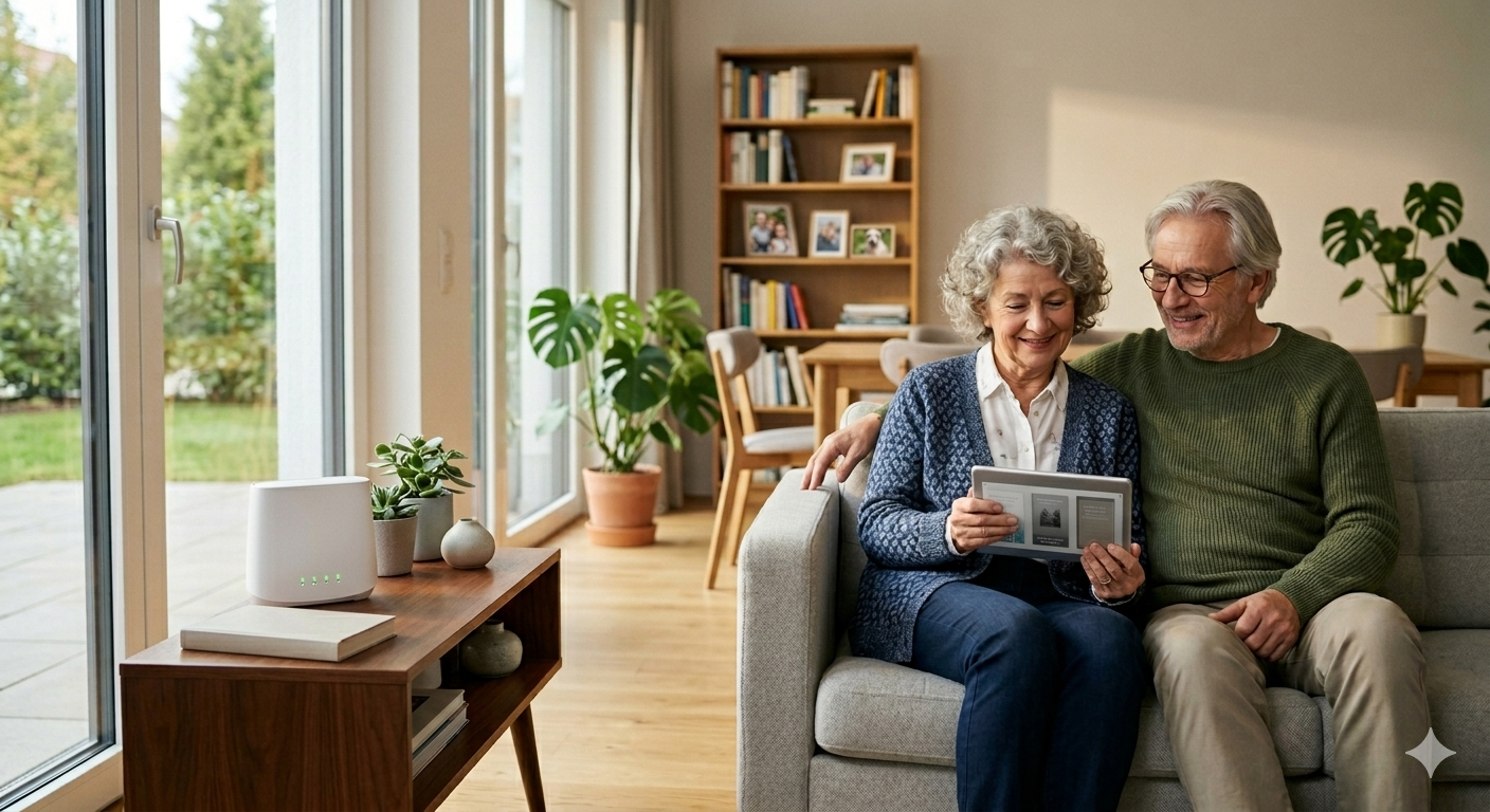 Router auf Sideboard mit leuchtenden Lämpchen – Digital ab 60