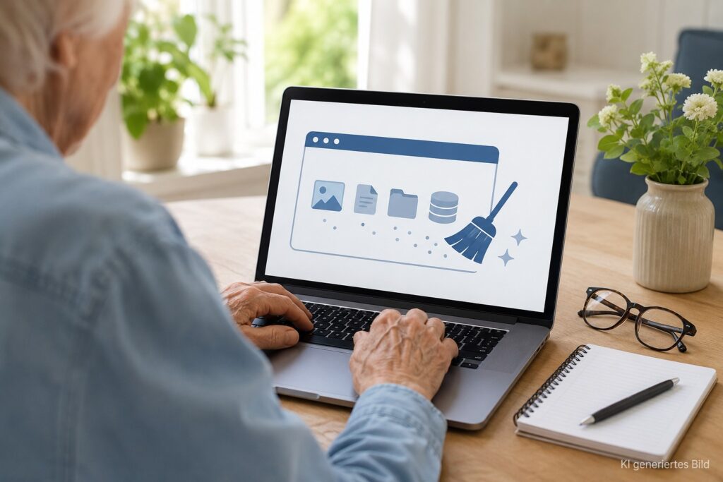 Ältere Hände löschen gespeicherte Browserdaten