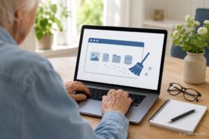 Ältere Hände löschen gespeicherte Browserdaten