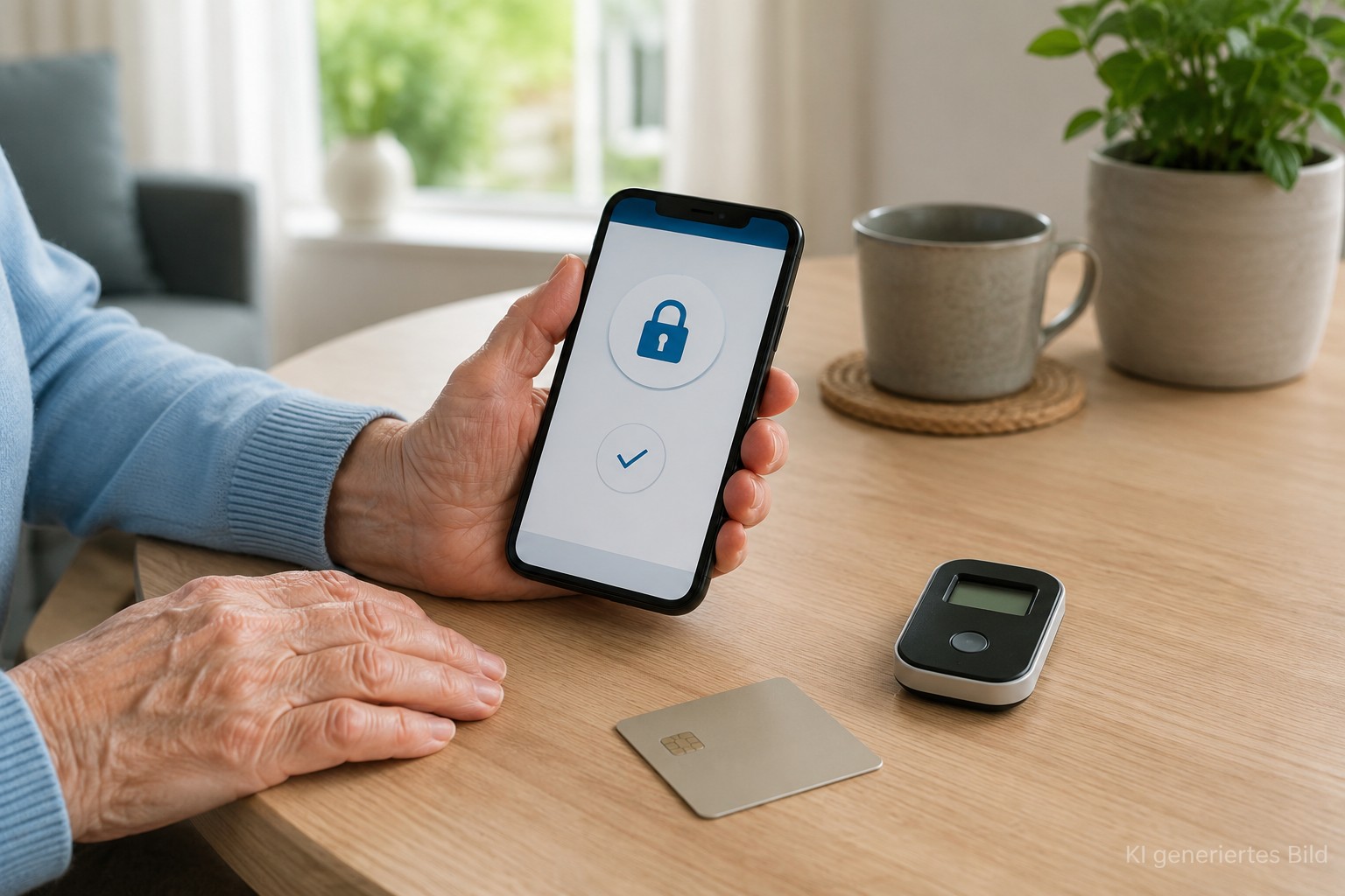 &Auml;ltere H&auml;nde vergleichen TAN-App und TAN-Generator