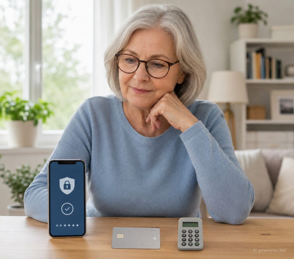 Senior vergleicht PushTAN und chipTAN beim Online-Banking