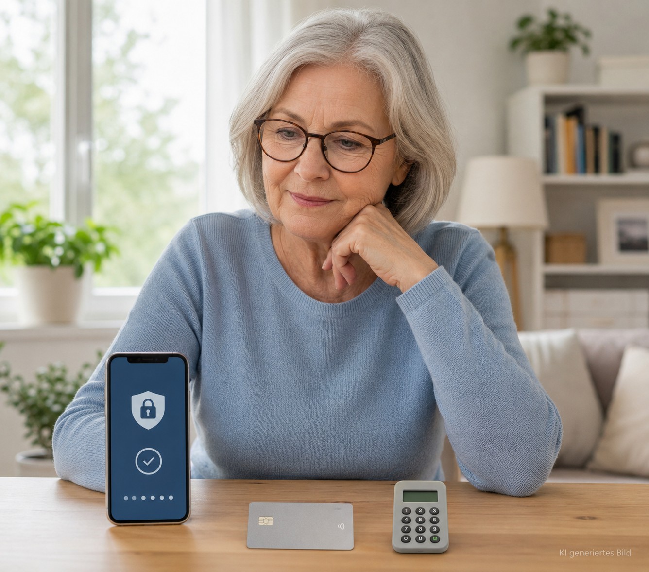 Senior vergleicht PushTAN und chipTAN beim Online-Banking