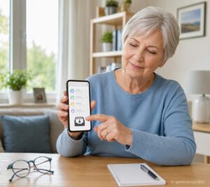 Senior archiviert einen WhatsApp-Chat auf dem Smartphone